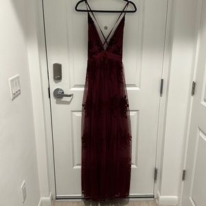 Long Lace Maroon Dress